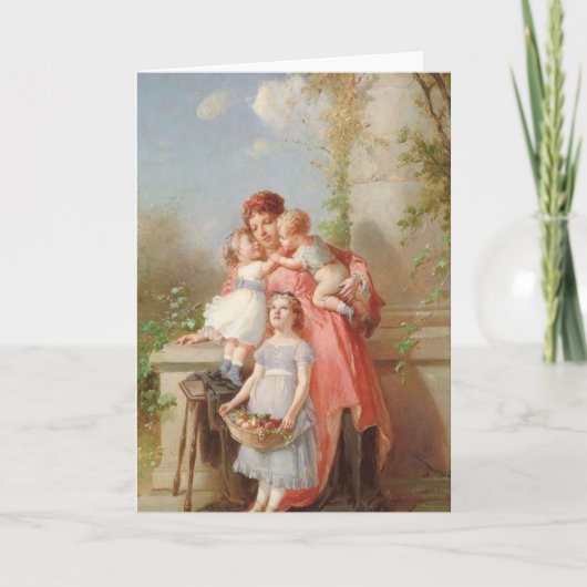 Vintage - Moeder & kinderen Kaart (Voorkant)