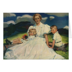 Vintage Moederdag, moeder met kinderen