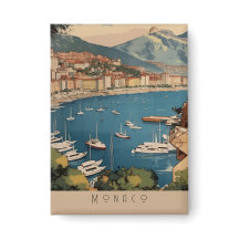 Vintage Monaco Haven Reis Scene Aangepaste Tekst