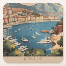 Vintage Monaco Haven Reis Scene Aangepaste Tekst