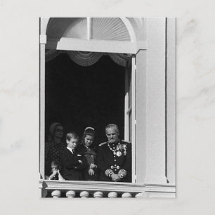Vintage Monaco-prinselijke familie in palatbalkon Briefkaart
