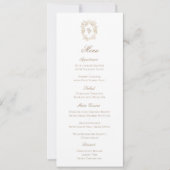 Vintage Monogram Crest Wedding Reception Menu Card (Devant)