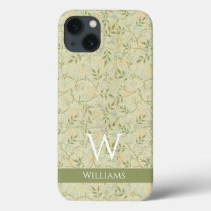 Vintage Monogram Morris Jasmine Bloemen & Bladeren iPhone 13 Hoesje