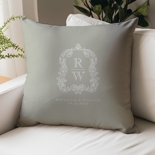 Vintage Monogram Wapenstempel Namen Saliegroen Tro Kussen