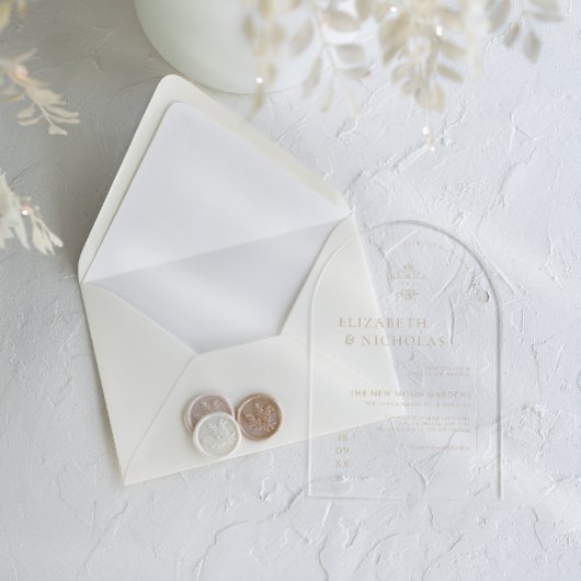 Vintage Monogram | Weelderige Boho Bruiloft Acryl Uitnodigingen