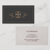 Vintage Monogrammed Elegant Scrolls Visitekaartje (Voorkant / Achterkant)