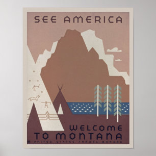 Vintage Montana America Reisposter Poster