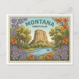 Vintage Montana Pompeys Pillar National Monument T Briefkaart
