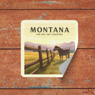 Vintage Montana Vierkante Sticker