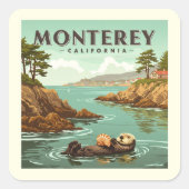 Vintage Monterey California Vierkante Sticker (Voorkant)