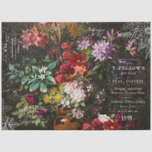 Vintage Moody Florals en Ephemera ontkoppeling Tissuepapier
