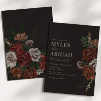 Vintage Moody Florals Wedding Invitation Kaart