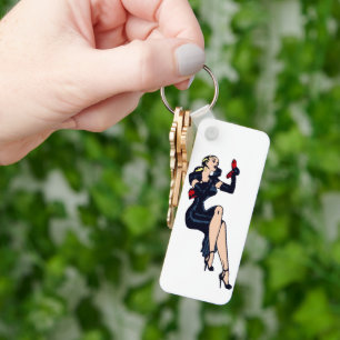 Vintage mooie blonde retro glamour girl pin-up sleutelhanger