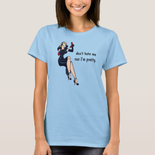 Vintage mooie blonde retro glamour meisje pin-up t-shirt