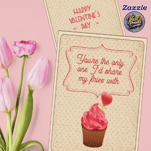 Vintage Mooie Cupcake Grappige Man Valentijnsdag Kaart