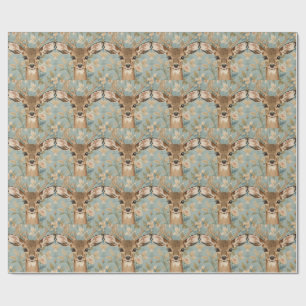 Vintage Mooie Rendieren En Bloemstukken Tuin Cadeaupapier