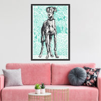 Vintage Moriz Jung Greyhound Kunst Teal Achtergron