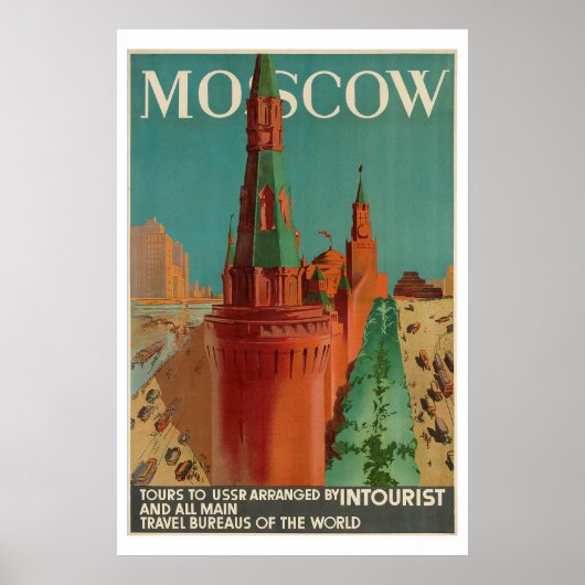 Vintage Moskou Intoerist Poster (Voorkant)