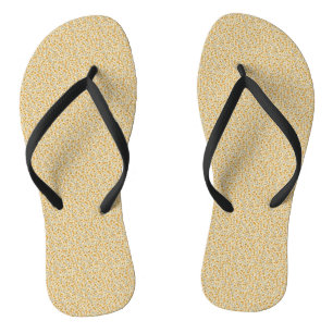 Vintage Mosterd Bloem en Houtskool Retro Ditsy Teenslippers