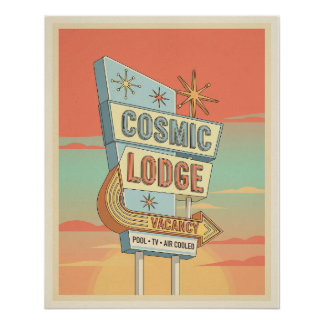 Vintage motelposter uit de jaren 60 perfect poster