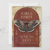 Vintage Moth Wedding Invitation with Rustic Arch (Devant)