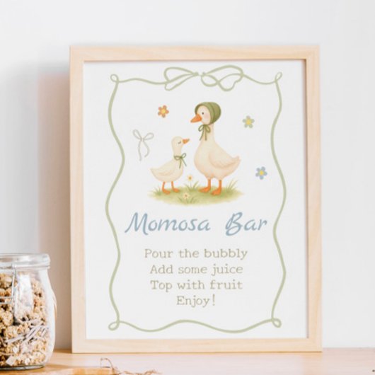 Vintage Mother Goose Baby Shower Momosa Bar Poster