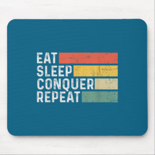 Vintage Motivatie Grappig Retro - Eten Slapen Over Muismat