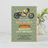 Vintage moto adulte invitation anniversaire (Debout devant)