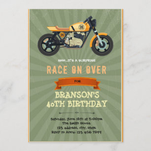 Vintage moto adulte invitation anniversaire