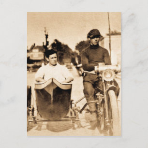 Vintage Motorcycle and Side Car Old School Cool Briefkaart