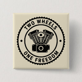 Vintage motorembleem met motor vrijheid vierkante button 5,1 cm