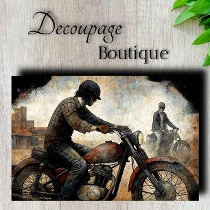 Vintage Motorfiets Decoupage Tissuepapier