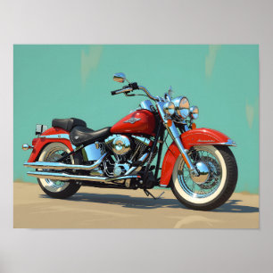 Vintage motorfiets in lijst kunst poster