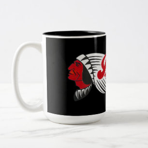 Vintage Motorfiets Logo Zwart Tweekleurige Koffiemok