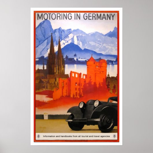 Vintage, Motoring in Duitsland. Poster (Voorkant)