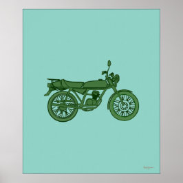 Vintage motorposter - handgeschetst poster