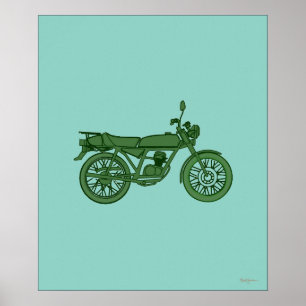 Vintage motorposter - handgeschetst poster