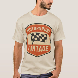 Vintage Motorsport Badge Geruite Vlag Klassieker T-shirt