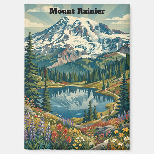Vintage Mount Rainier National Park Bergen Magneet