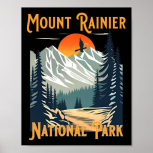 Vintage Mount Rainier National Park Souvenir Wande Poster