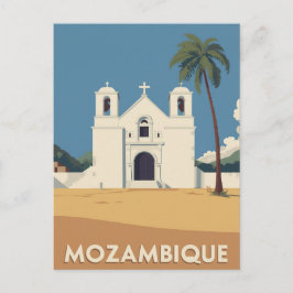 Vintage Mozambique Travel Poster Church Art Briefkaart