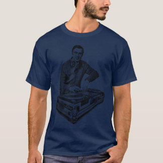 Vintage Mr Rogers Dj-draaitafels zwart T-shirt