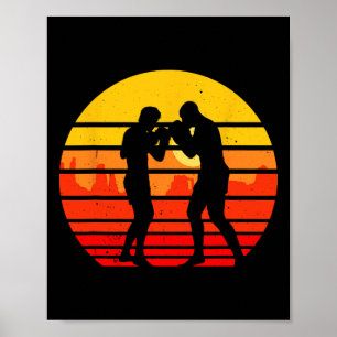 Vintage Muay Thai-vechter Retro Thaise Kickboksen Poster