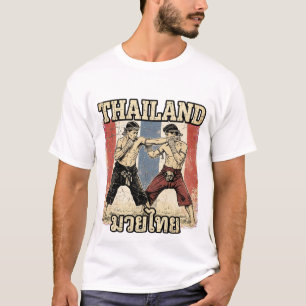 Vintage Muay Thai-vechters met achtergrond van de T-shirt