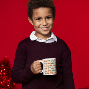 Vintage multikleur auto patroon   koffiemok