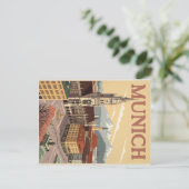 Vintage München Marienplatz & Alpen Briefkaart (Staand voorkant)