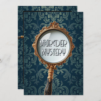 Vintage murder mystery dinner party retro blue kaart