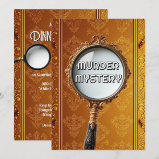 Vintage murder mystery dinner party retro gold kaart