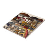 Vintage mushrooms illustration tegeltje (Zijkant)