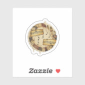 Vintage Music Notes Collage Sticker Design (Feuille)